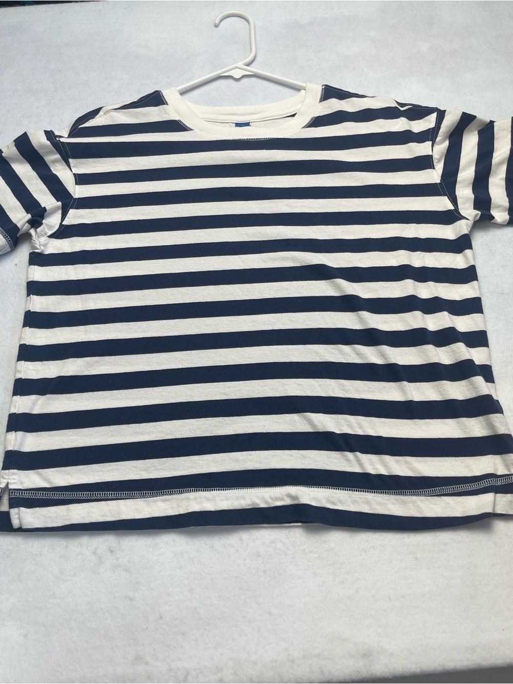 Old Navy Navy and White Striped Short Sleeve Tee